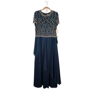 Jackie Jon New York spruce colored short sleeved special occasion dress. Size 16